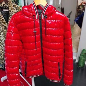 Calvin Klein Red Puffer Jacket | Size L | Water Resistant | Hooded